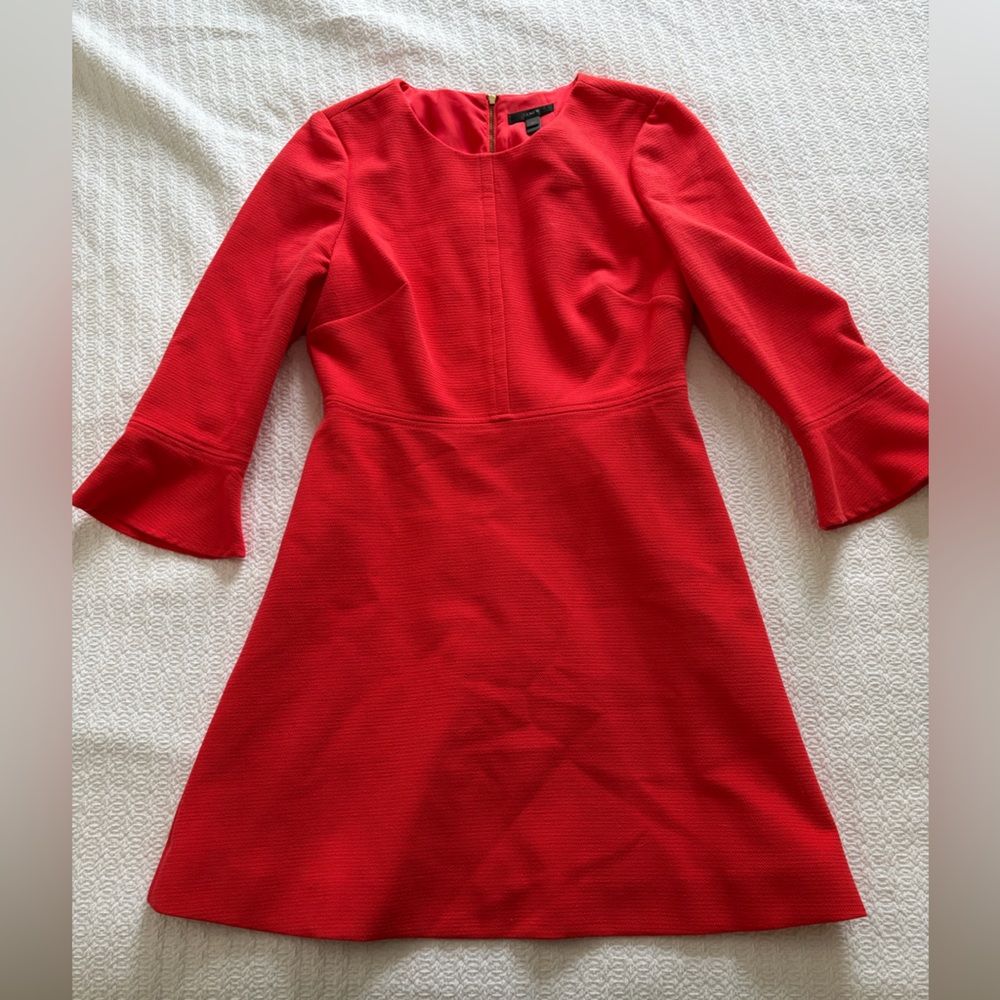 J Crew Coral A-Line Dress with Flared Sleeves